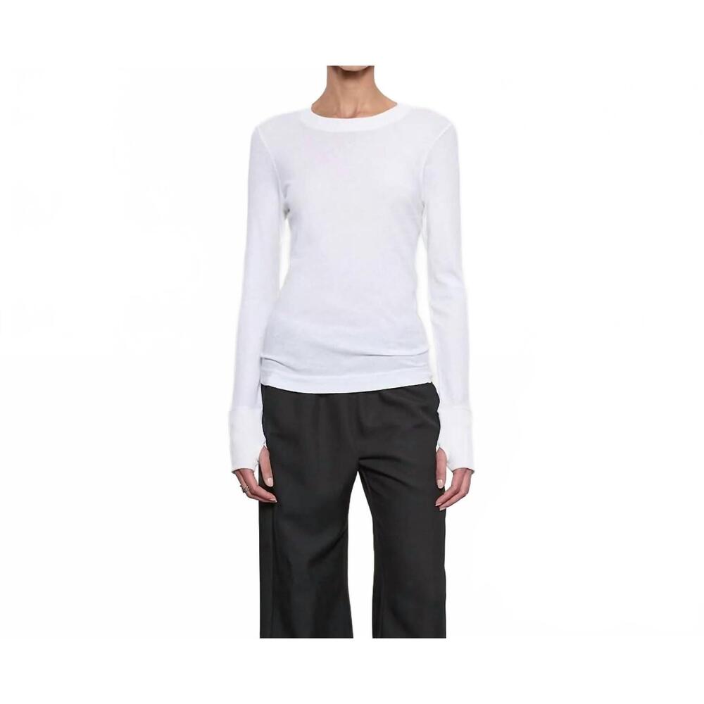 NEW ENZA COSTA easy cuffed crew tee in white enza costa